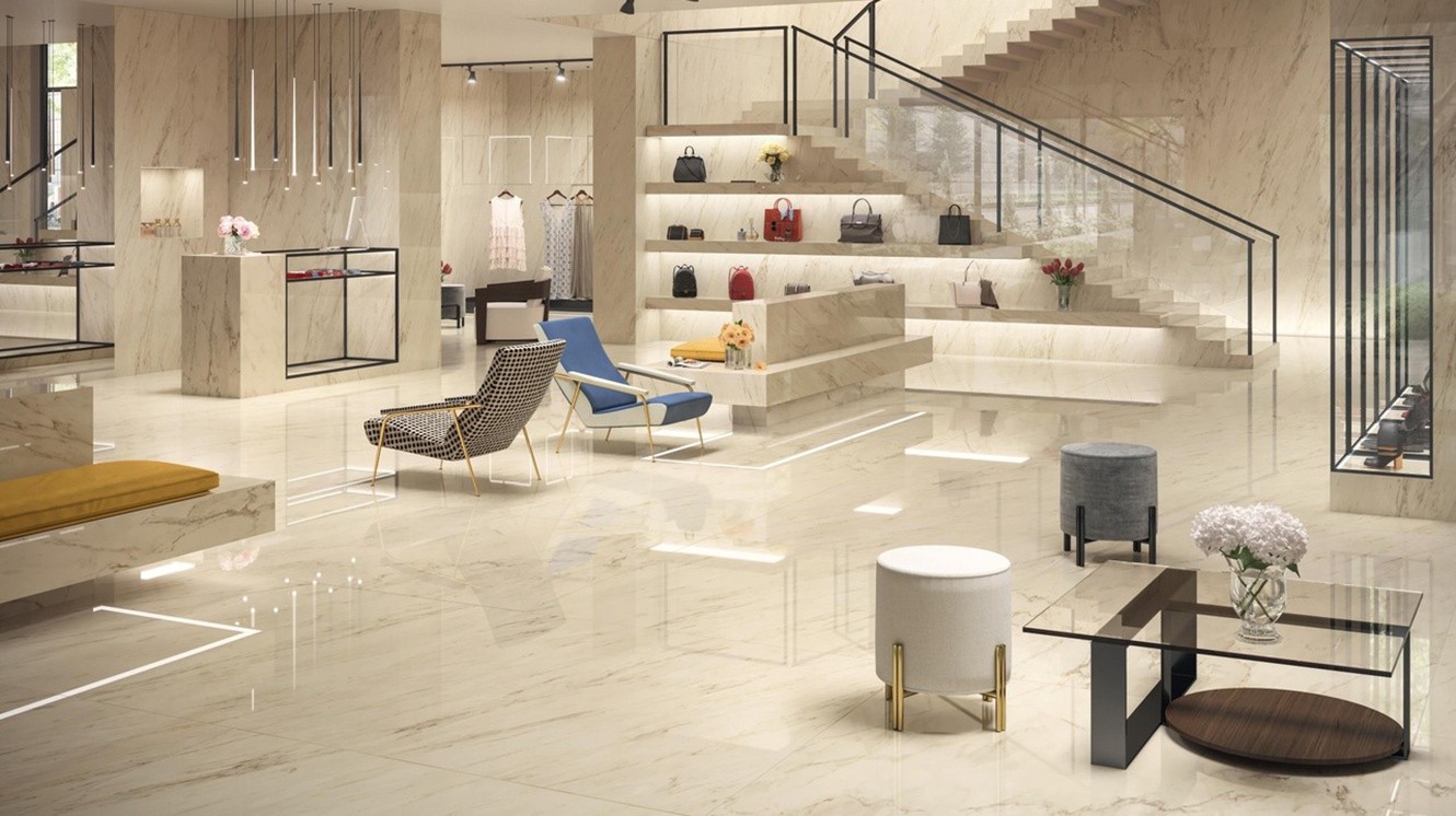 Brilliant luxury: the glossy effect returns to the spotlight in reception areas